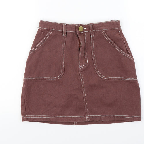 Boohoo Womens Brown   A-Line Skirt Size 8