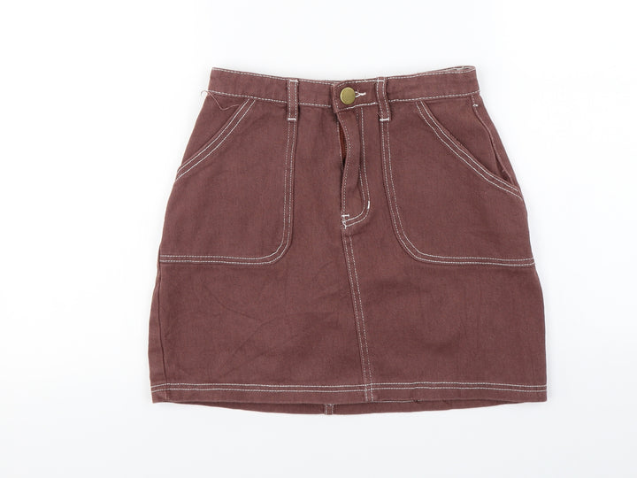 Boohoo Womens Brown A-Line Skirt Size 8