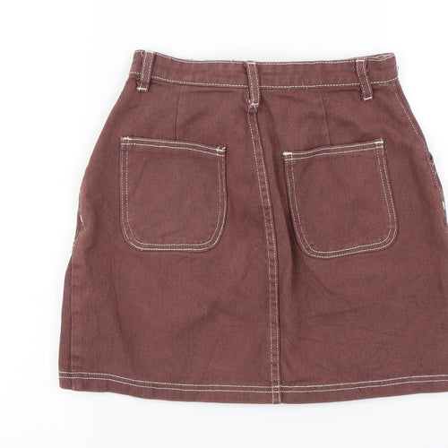 Boohoo Womens Brown   A-Line Skirt Size 8