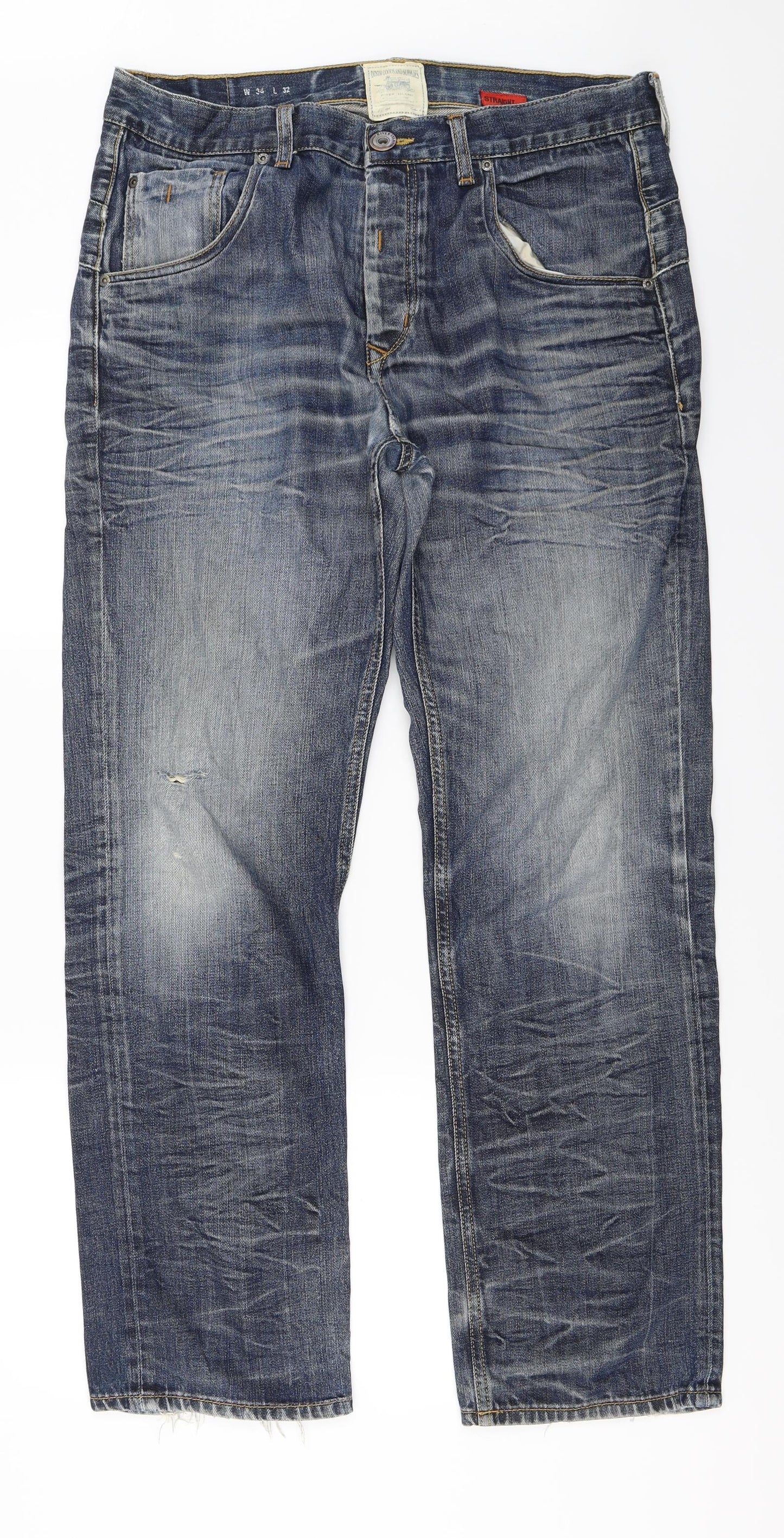 River Island Mens Blue   Straight Jeans Size 34 in L32 in