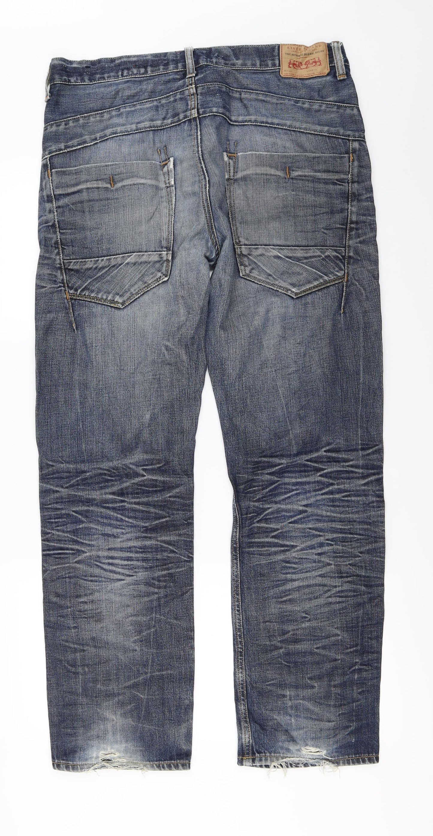 River Island Mens Blue   Straight Jeans Size 34 in L32 in