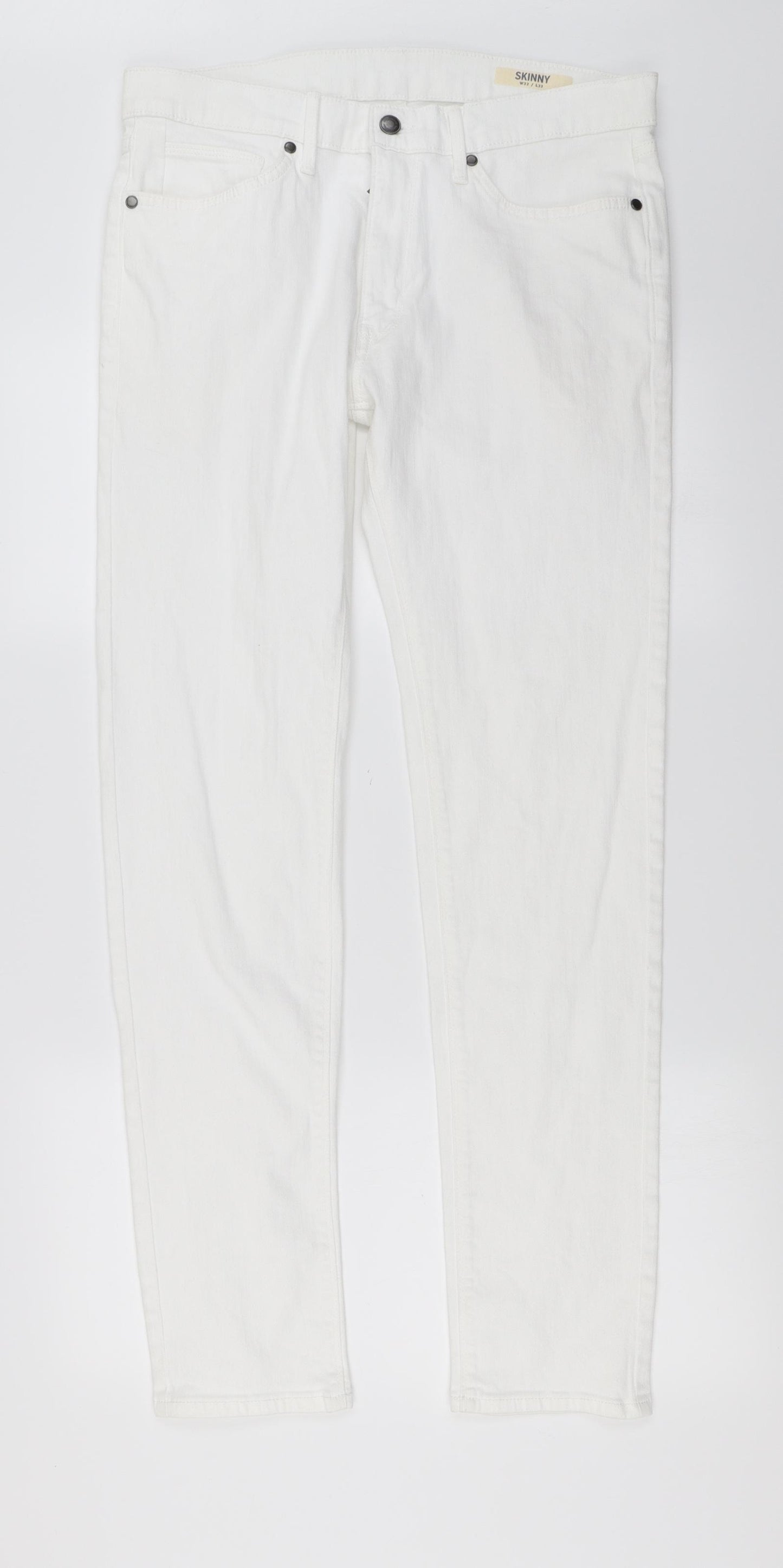 Marks and Spencer Mens White   Straight Jeans Size 32 in L33 in