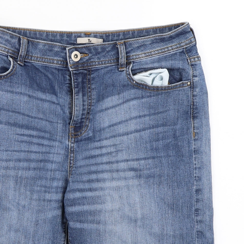 TU Womens Blue   Cut-Off Shorts Size 14
