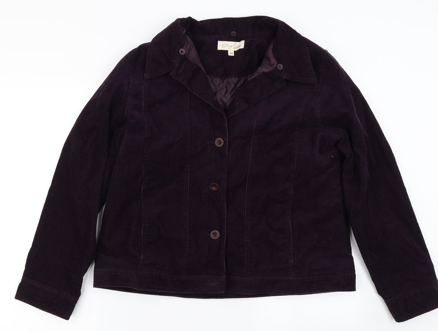 EWM Womens Purple  Corduroy Jacket Coat Size 16