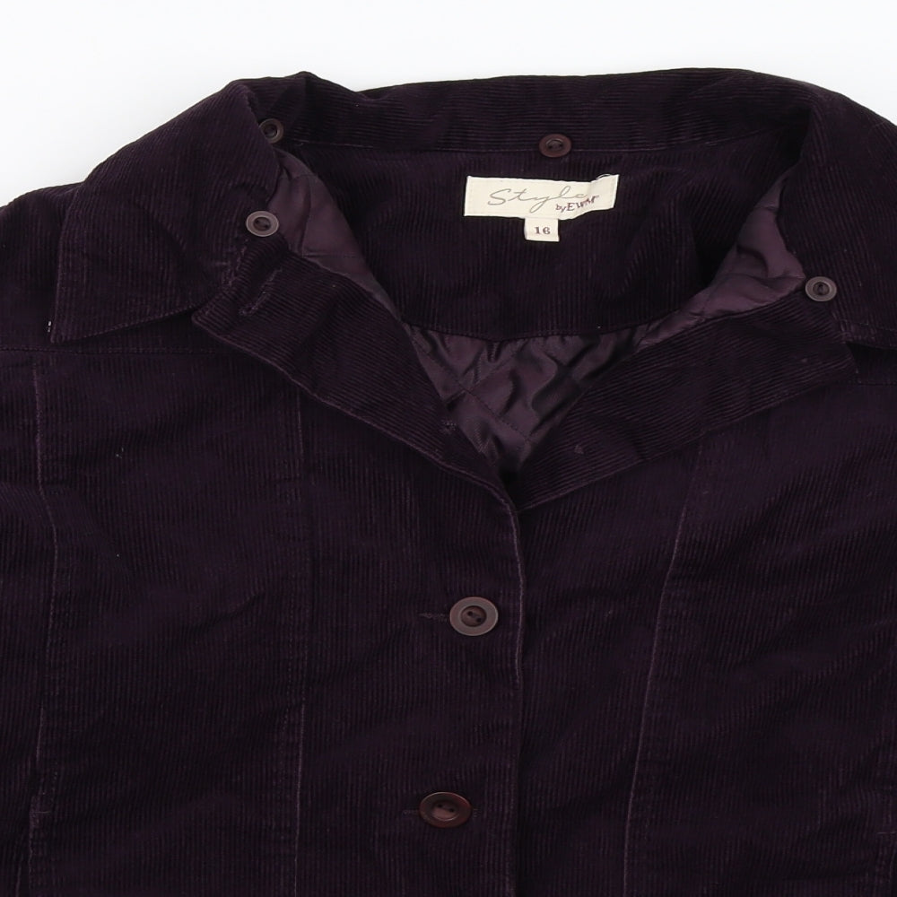 EWM Womens Purple  Corduroy Jacket Coat Size 16