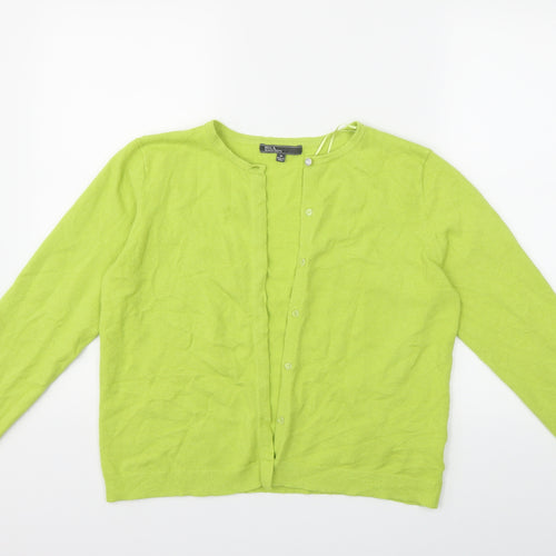 89th & Madison Womens Green  Knit Cardigan Jumper Size M