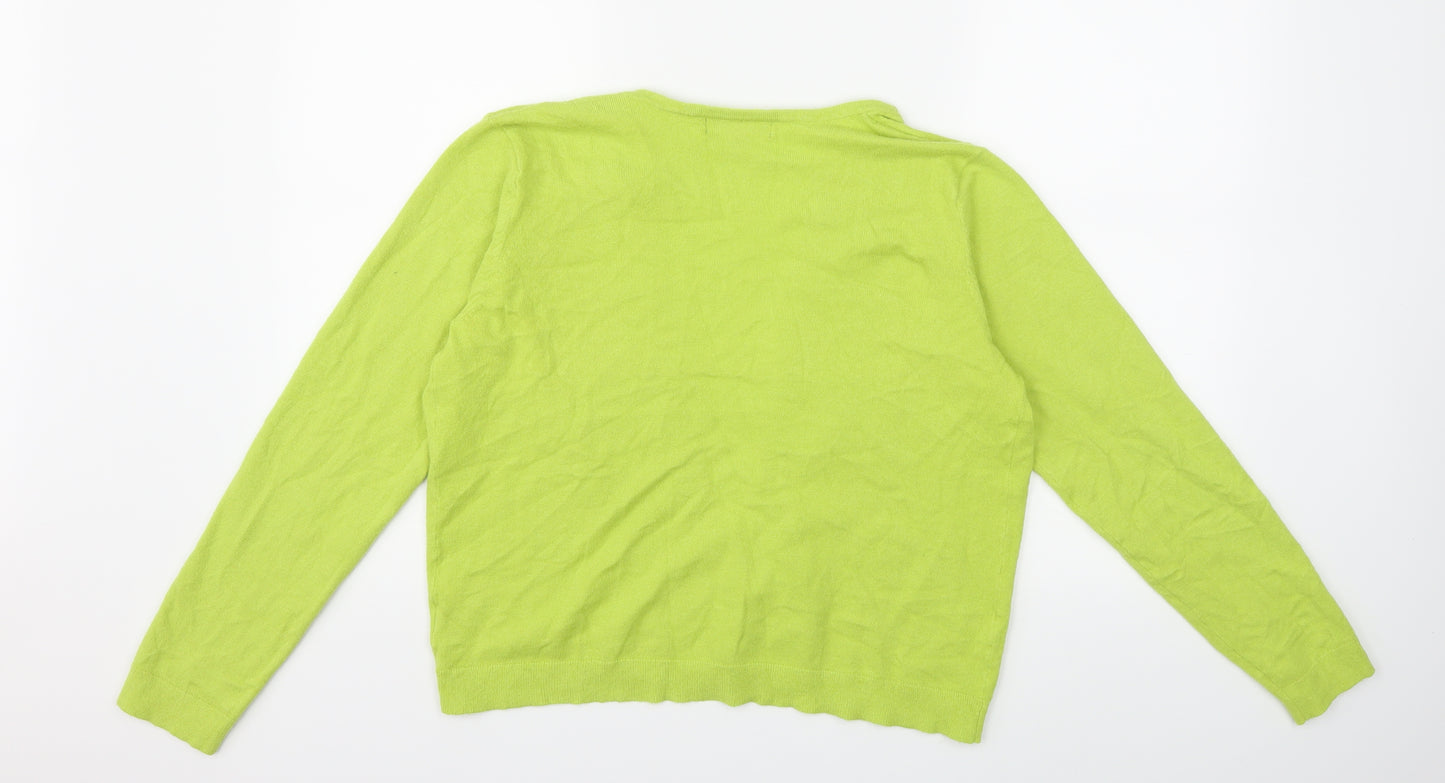 89th & Madison Womens Green  Knit Cardigan Jumper Size M