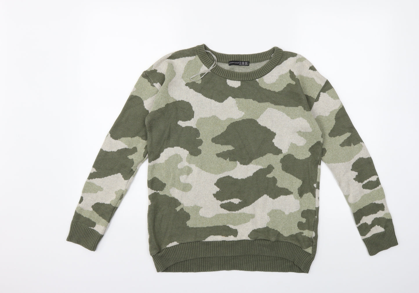 Atmosphere Womens Green Camouflage Knit Pullover Jumper Size 8