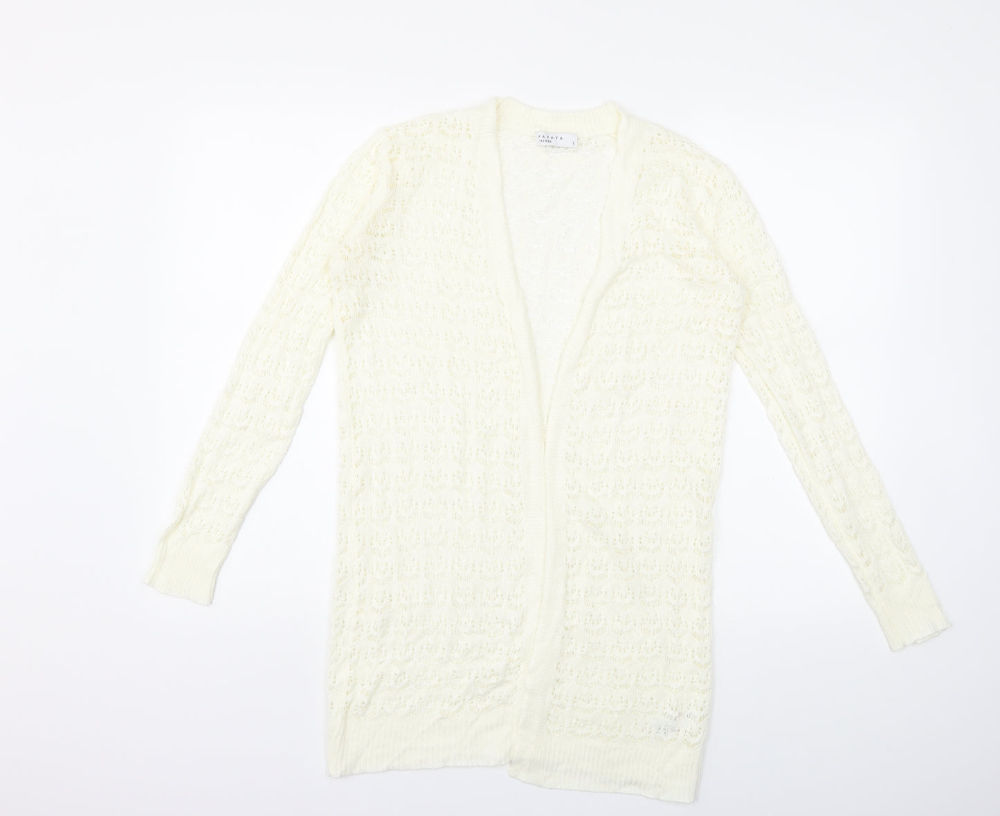 Papaya Womens White  Knit Cardigan Jumper Size S