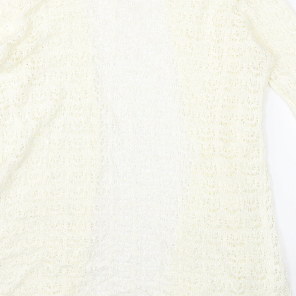Papaya Womens White  Knit Cardigan Jumper Size S
