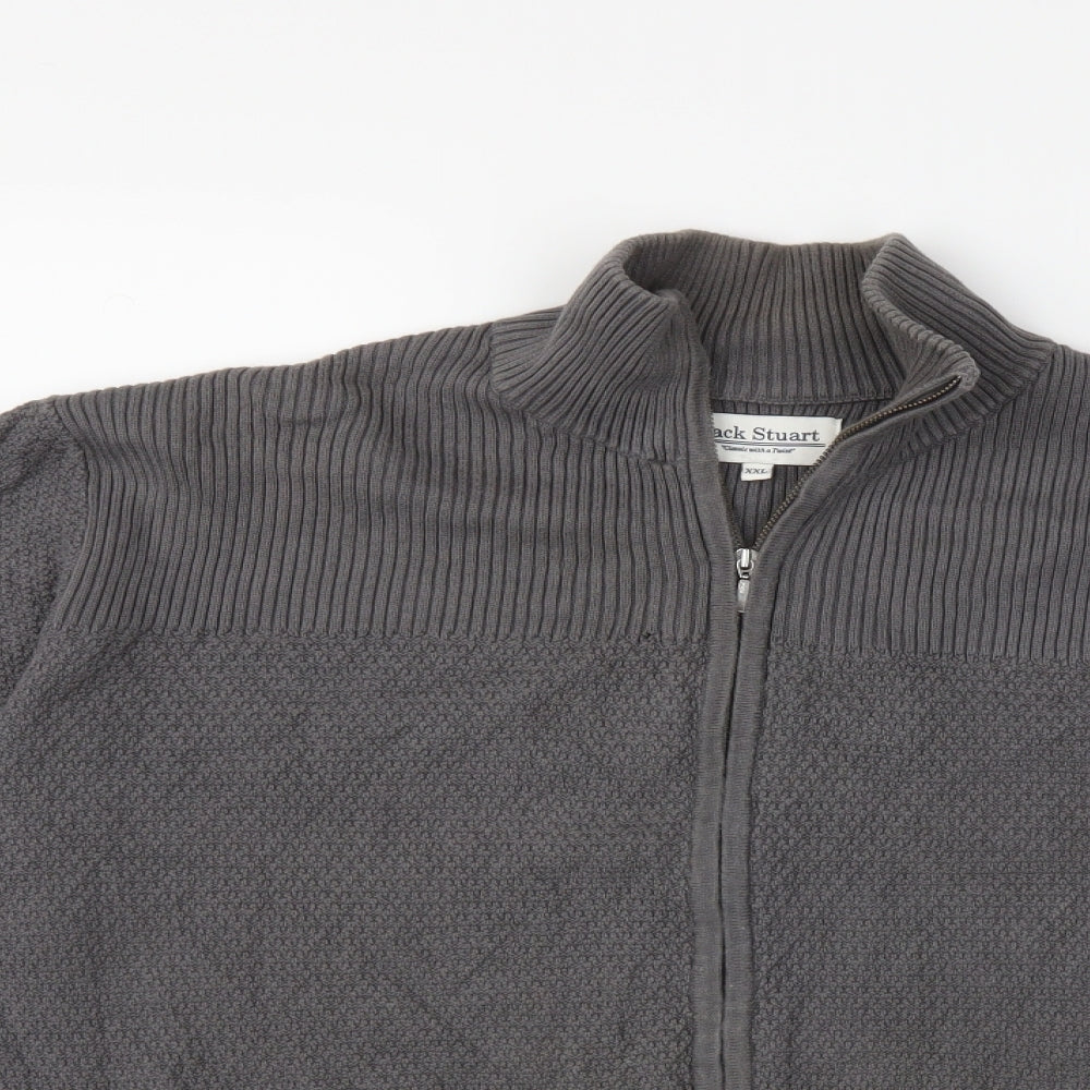 JACK STUART Mens Grey  Knit Cardigan Jumper Size 2XL