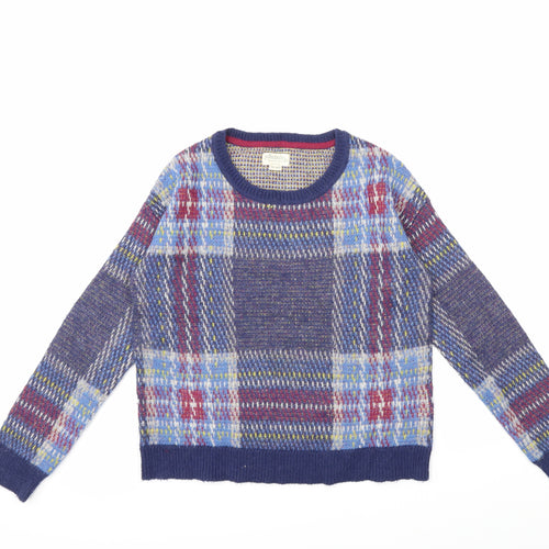 Johnnie B Boys Blue Check Knit Pullover Jumper Size 13 Years