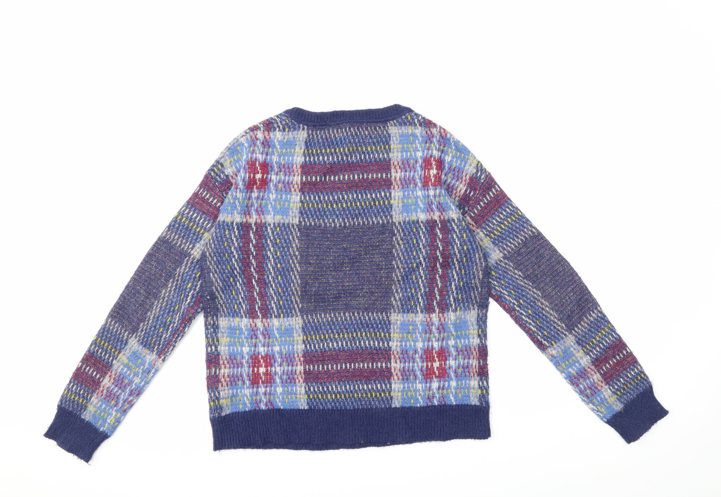 Johnnie B Boys Blue Check Knit Pullover Jumper Size 13 Years