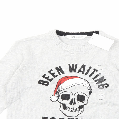 H&M Boys Grey  Knit Pullover Jumper Size 10-11 Years  - CHRISTMAS