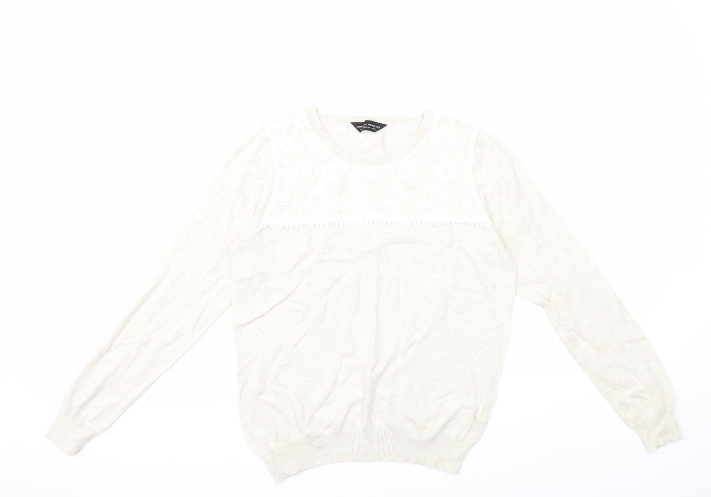 Dorothy Perkins Womens Beige  Knit Pullover Jumper Size 14