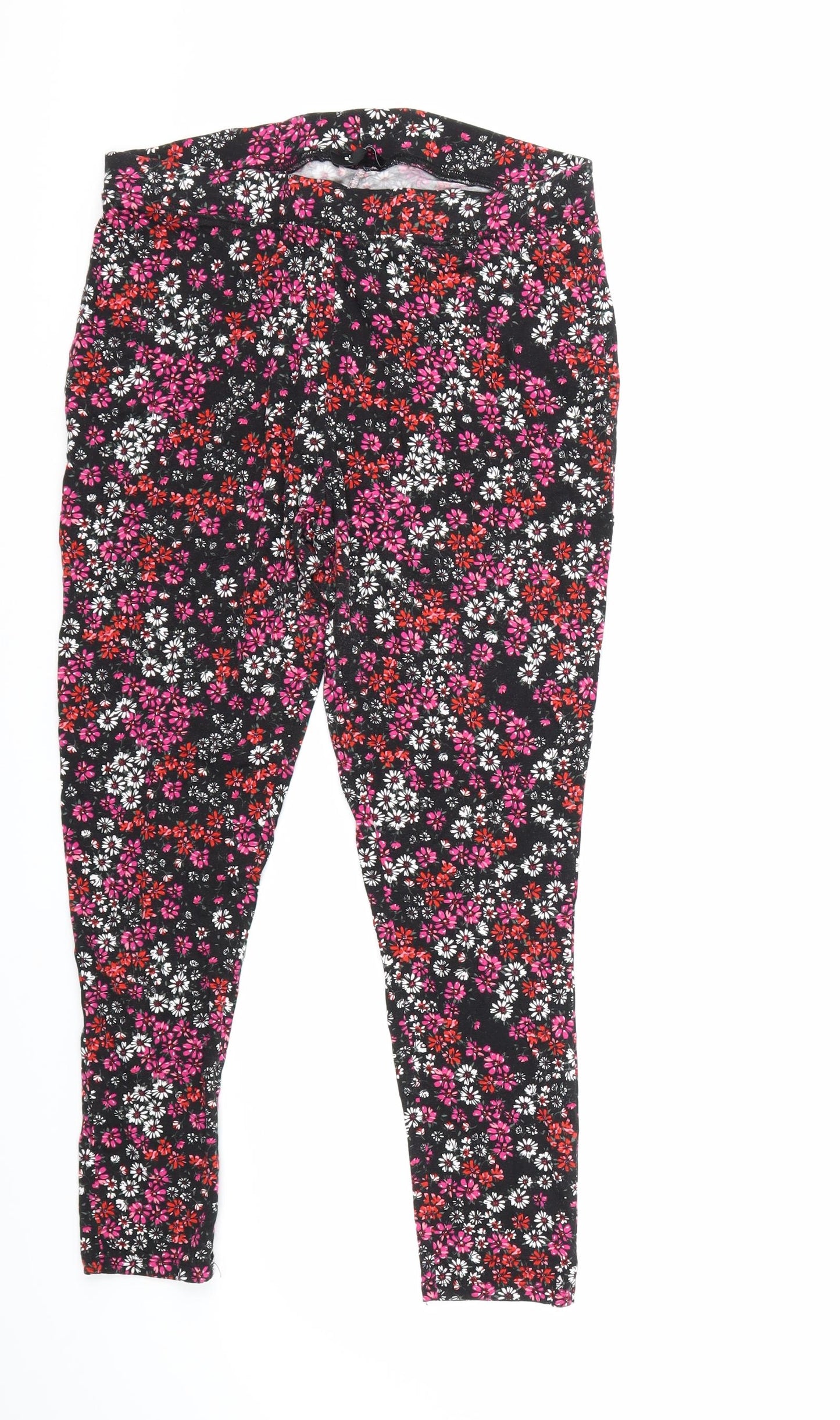 Simply Be Womens Black Floral  Cropped Leggings Size 16 L23 in