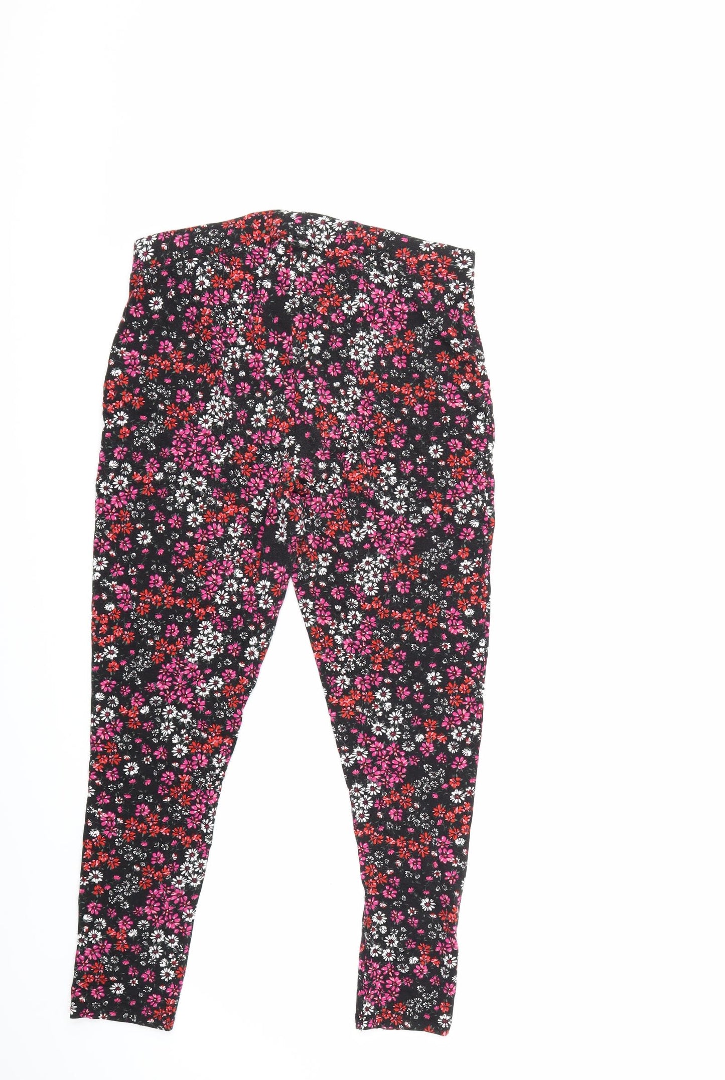 Simply Be Womens Black Floral  Cropped Leggings Size 16 L23 in