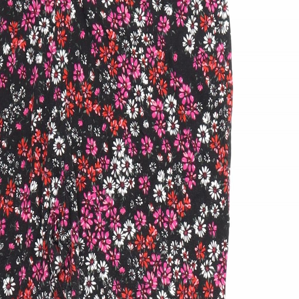 Simply Be Womens Black Floral  Cropped Leggings Size 16 L23 in