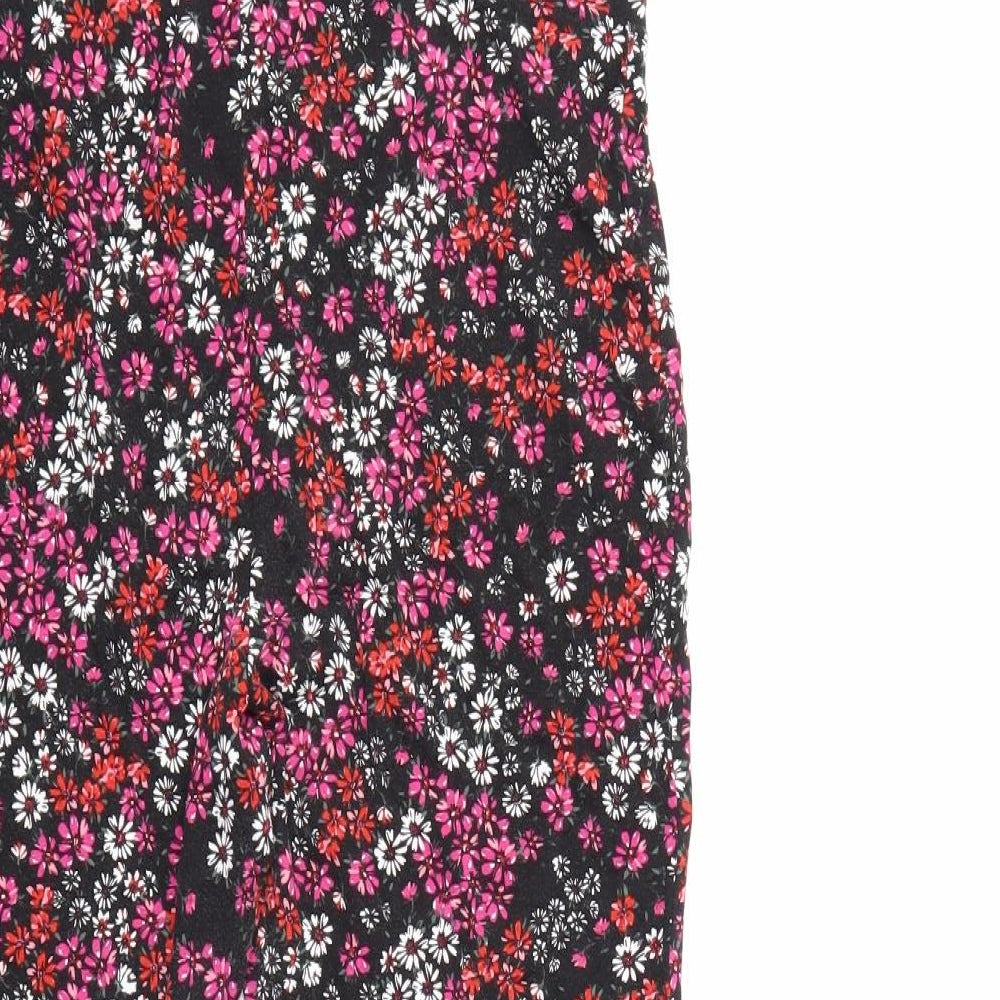 Simply Be Womens Black Floral  Cropped Leggings Size 16 L23 in