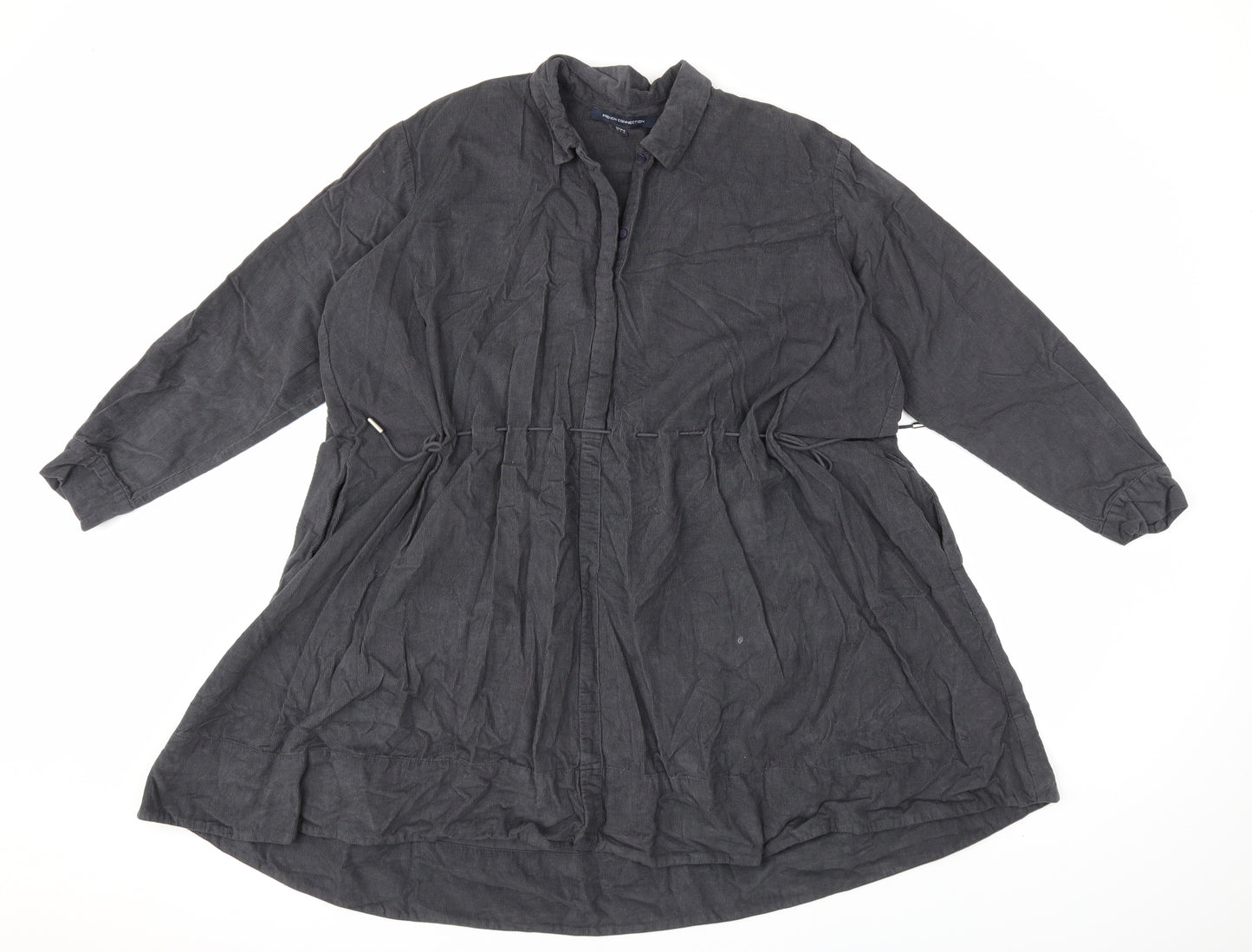 French Connection Womens Grey  Corduroy Shirt Dress  Size 10