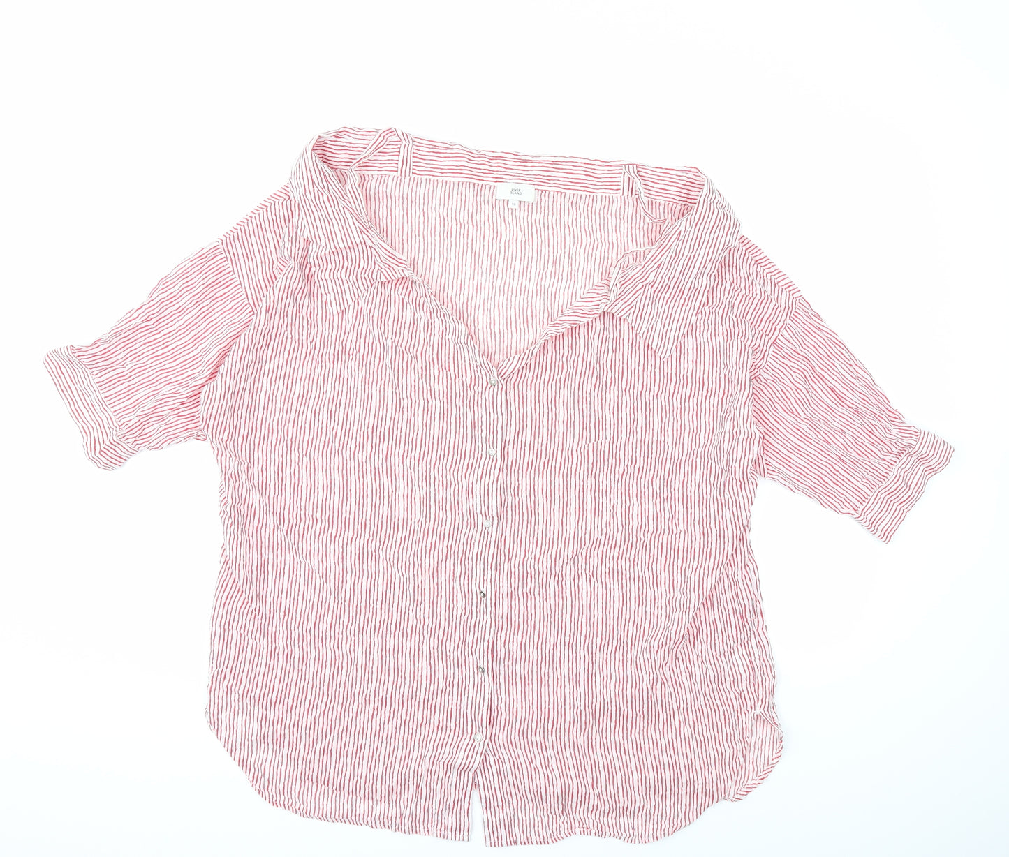 River Island Womens Red Striped  Basic Blouse Size 16
