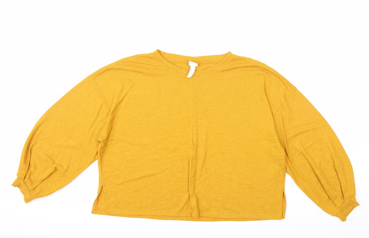 H&M Womens Yellow   Pullover Jumper Size L  - Balloon Sleeve