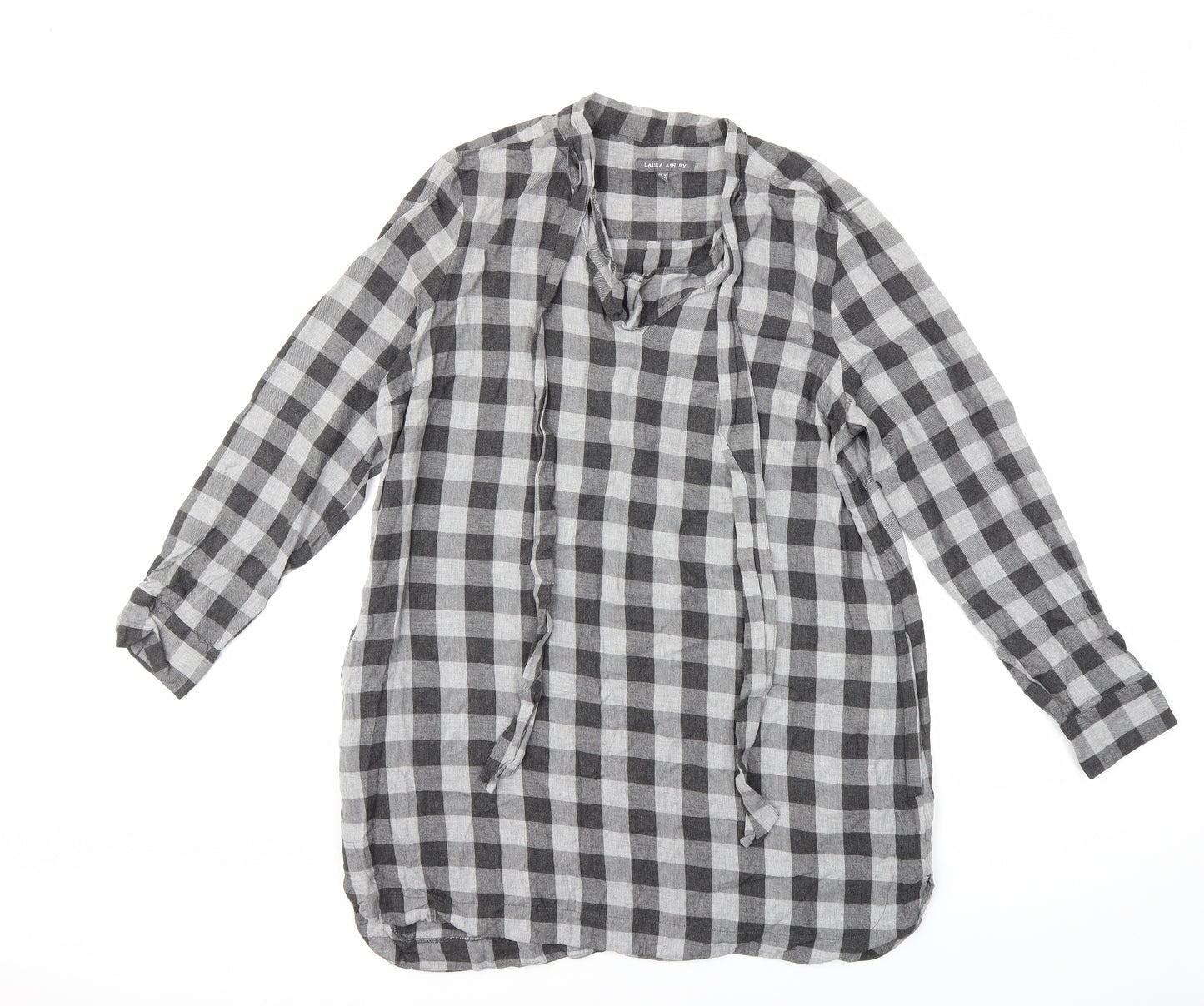 Laura Ashley Womens Grey Check  Basic Blouse Size 16