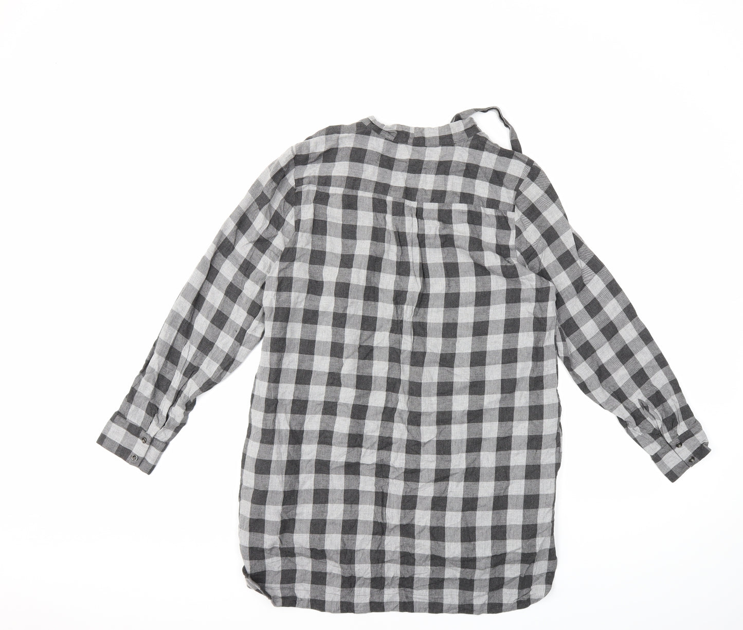 Laura Ashley Womens Grey Check  Basic Blouse Size 16