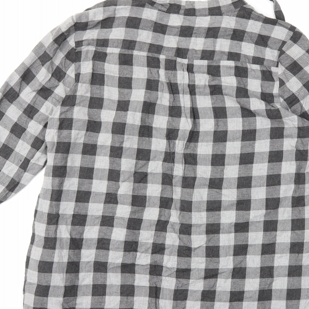 Laura Ashley Womens Grey Check  Basic Blouse Size 16