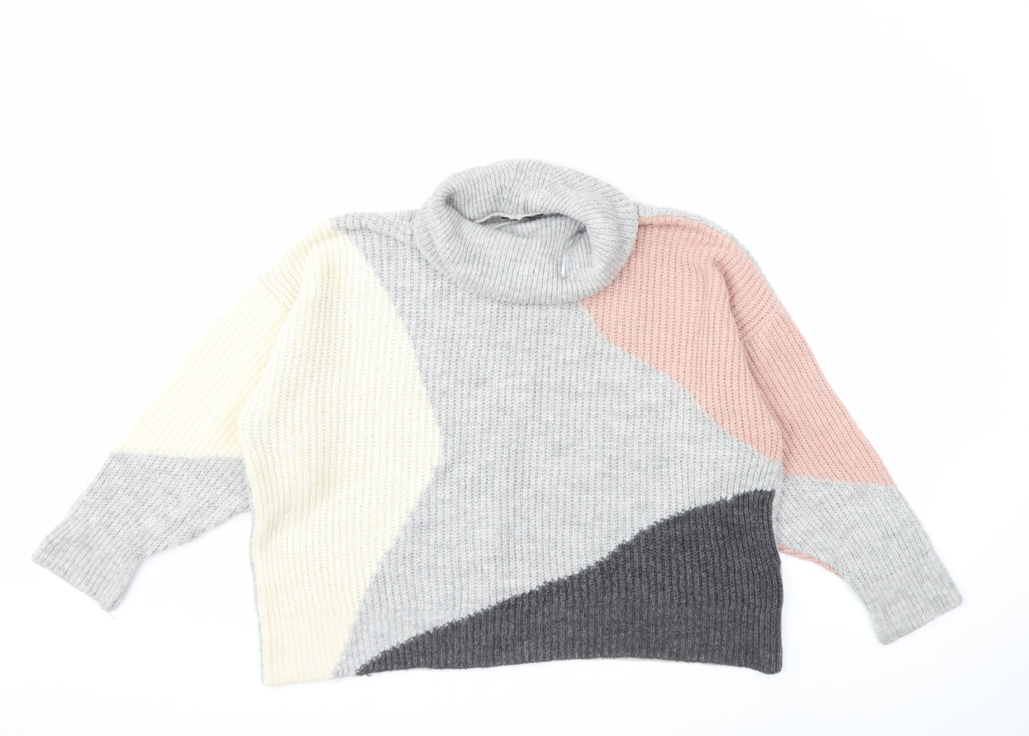 F&F Womens Grey Striped Knit Pullover Jumper Size 14