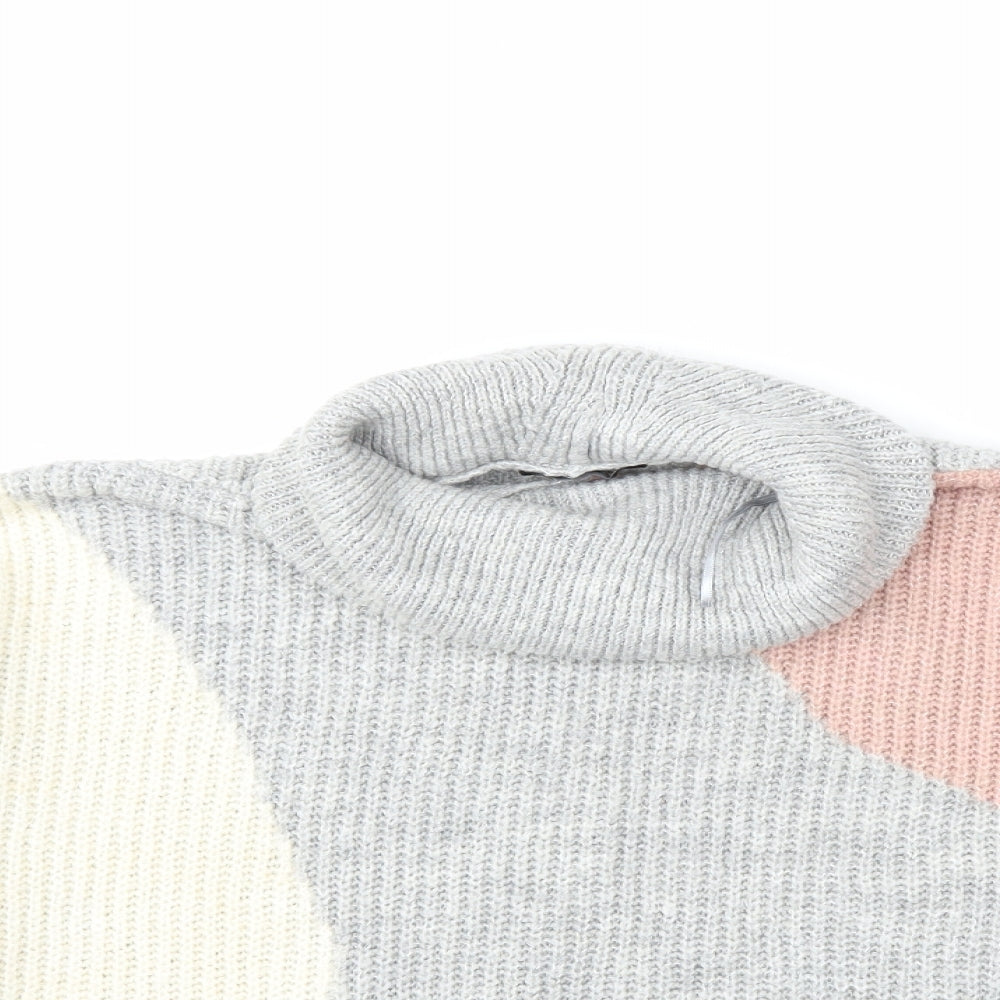 F&F Womens Grey Striped Knit Pullover Jumper Size 14