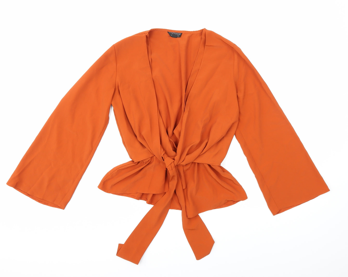 Topshop Womens Orange   Basic Blouse Size 6  - Bell Sleeve