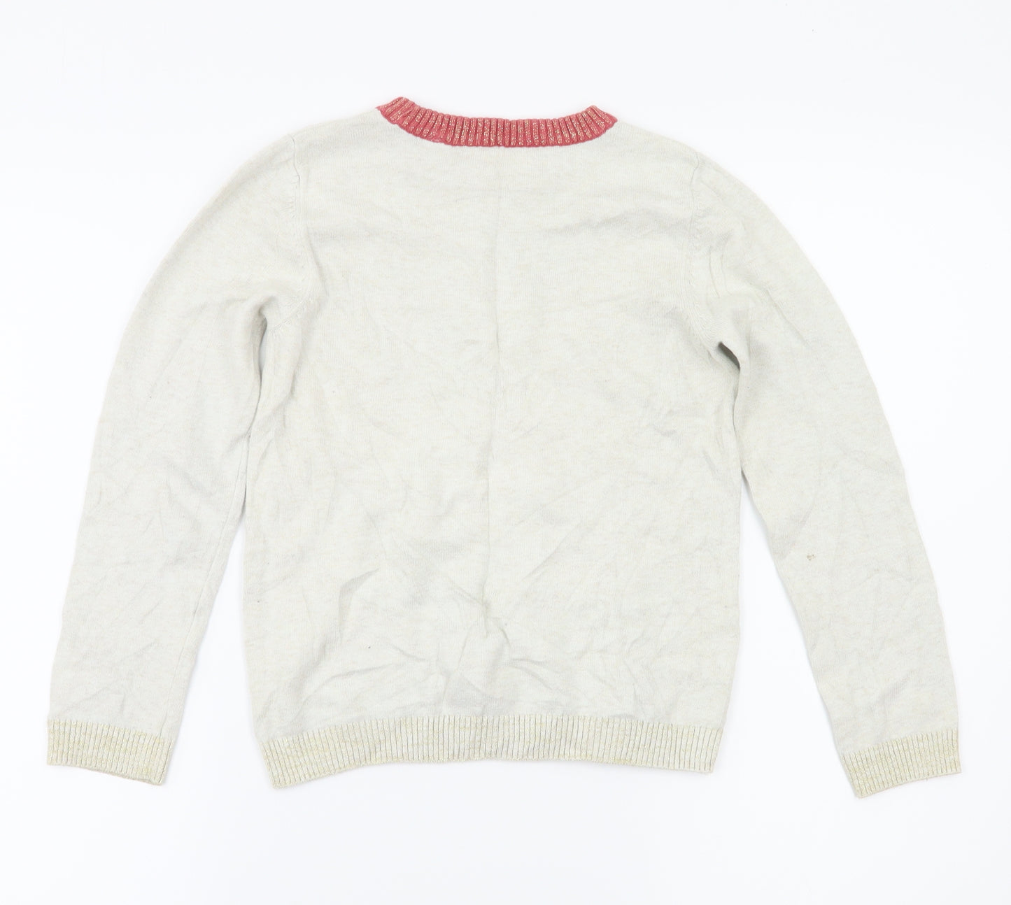 TU Girls White Animal Print  Pullover Jumper Size 8 Years