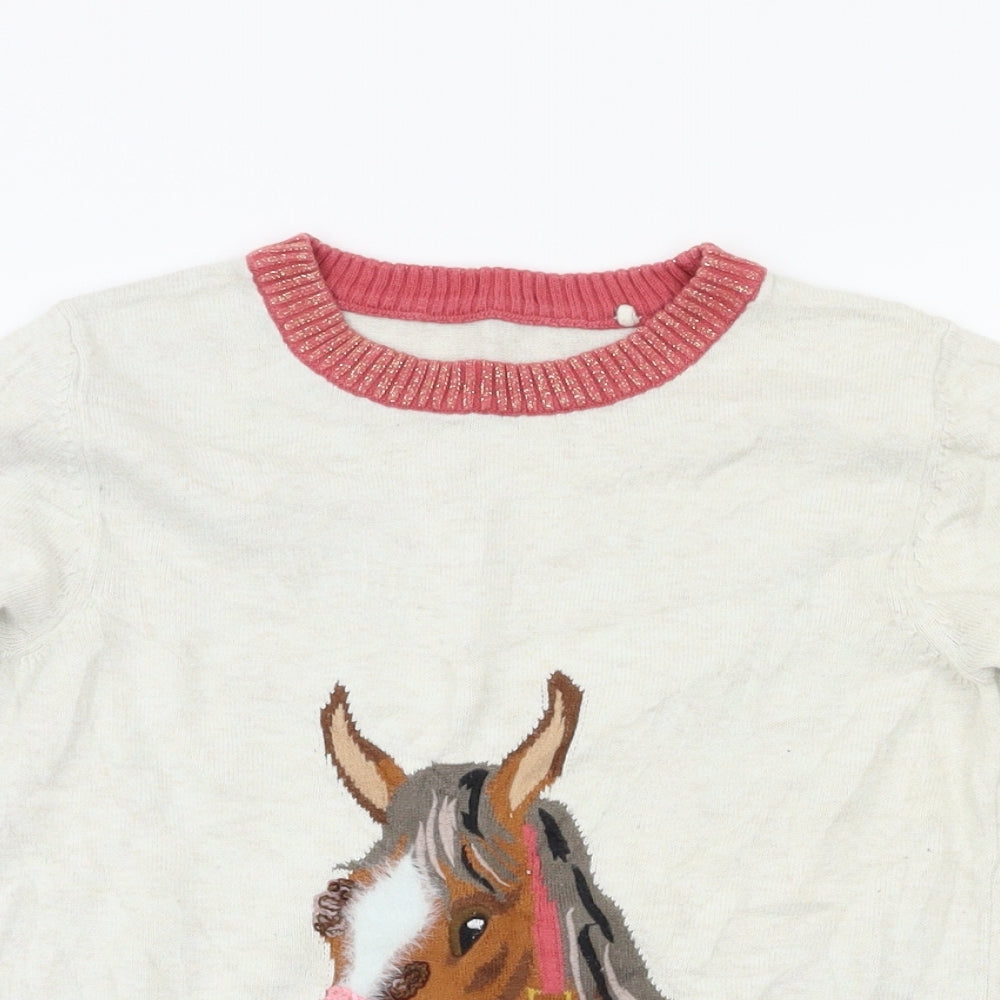 TU Girls White Animal Print  Pullover Jumper Size 8 Years