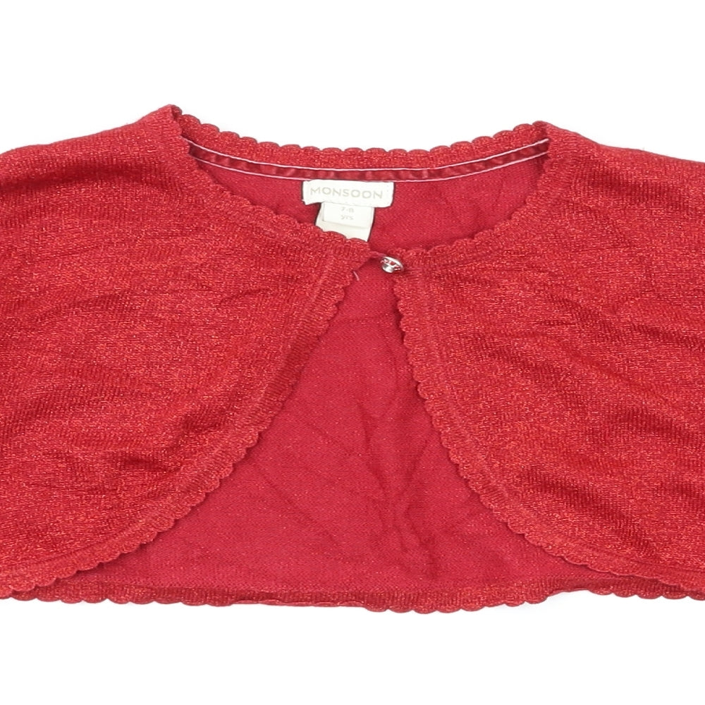 Monsoon Girls Red   Cardigan Jumper Size 7-8 Years