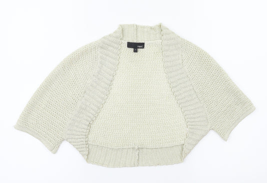 Front view of Next women’s gold cardigan jumper, size M