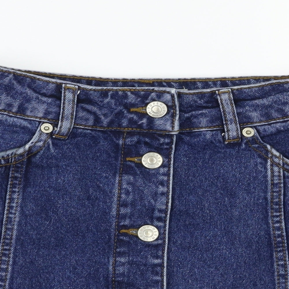 Topshop Womens Blue   A-Line Skirt Size 4