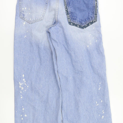 Zara Girls Blue Floral  Straight Jeans Size 11-12 Years