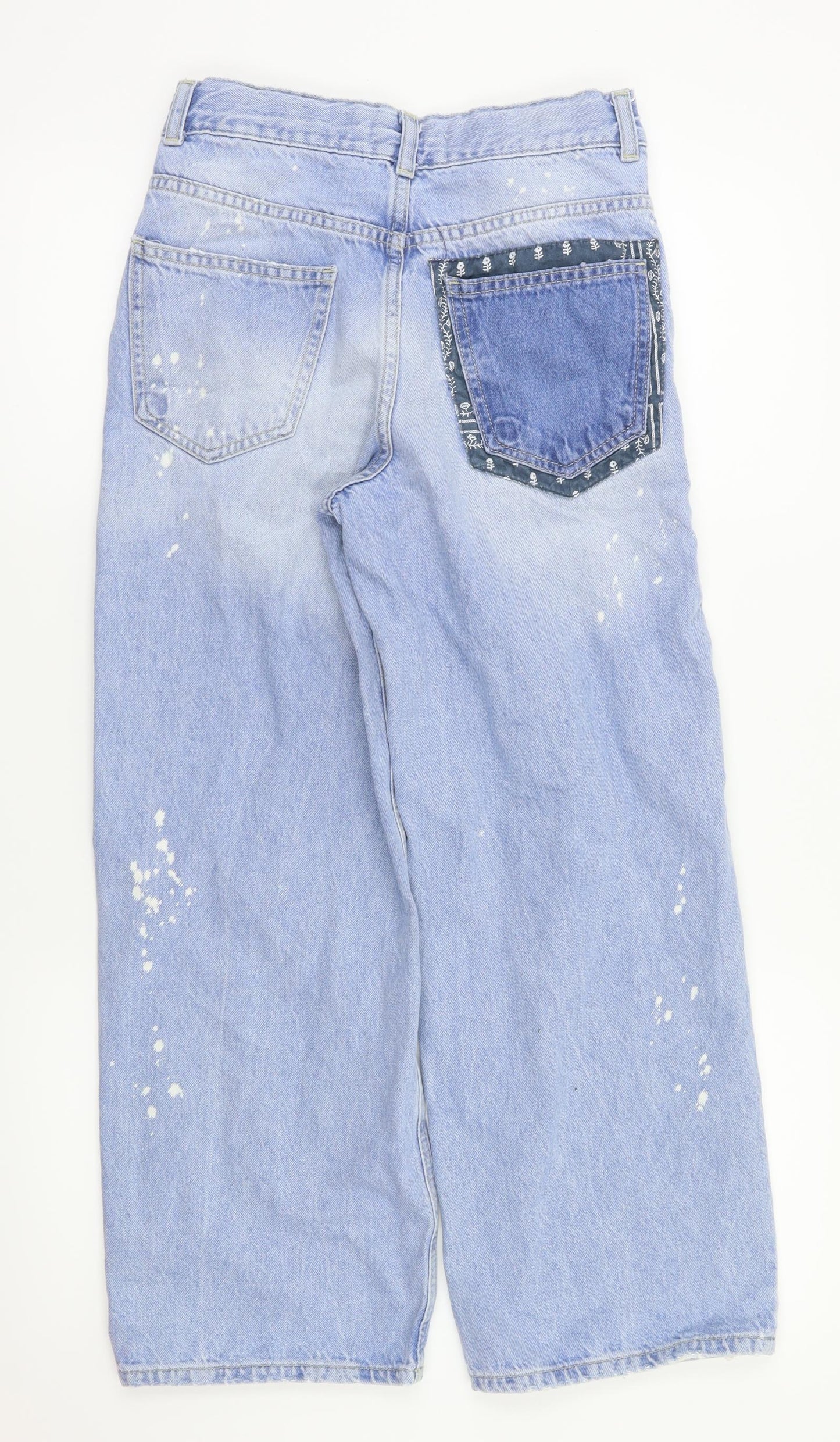 Zara Girls Blue Floral  Straight Jeans Size 11-12 Years