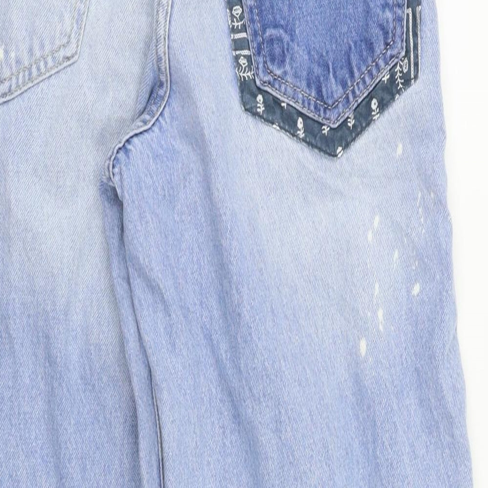 Zara Girls Blue Floral  Straight Jeans Size 11-12 Years