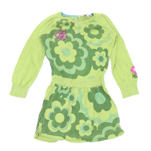 Indigo Girls Green Floral  Fit & Flare  Size 4-5 Years