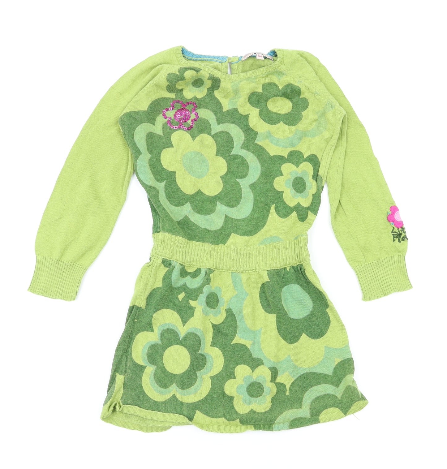 Indigo Girls Green Floral  Fit & Flare  Size 4-5 Years