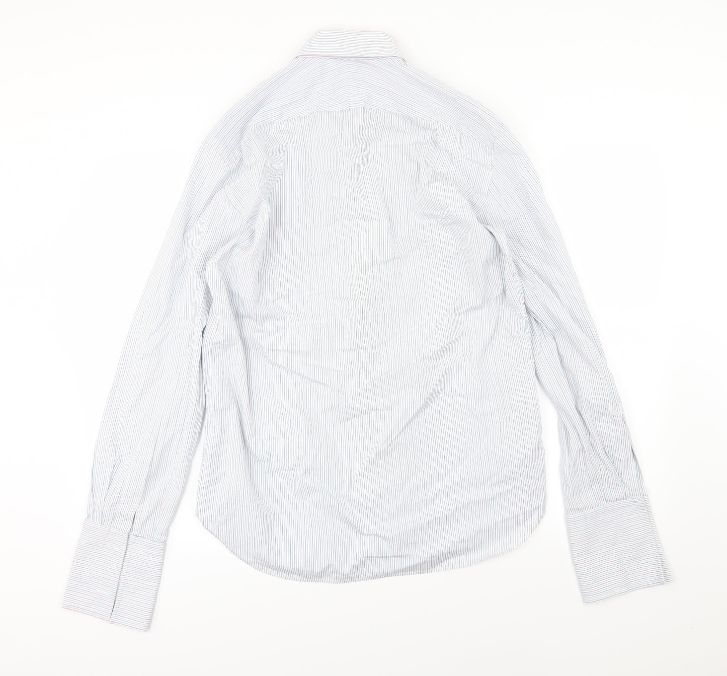 Savile Row Mens Multicoloured Striped Woven  Dress Shirt Size 16