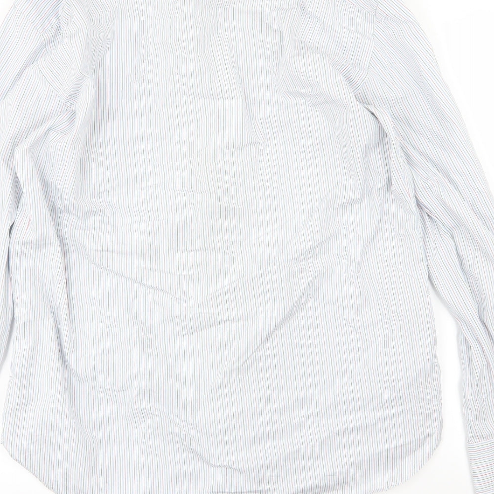 Savile Row Mens Multicoloured Striped Woven  Dress Shirt Size 16