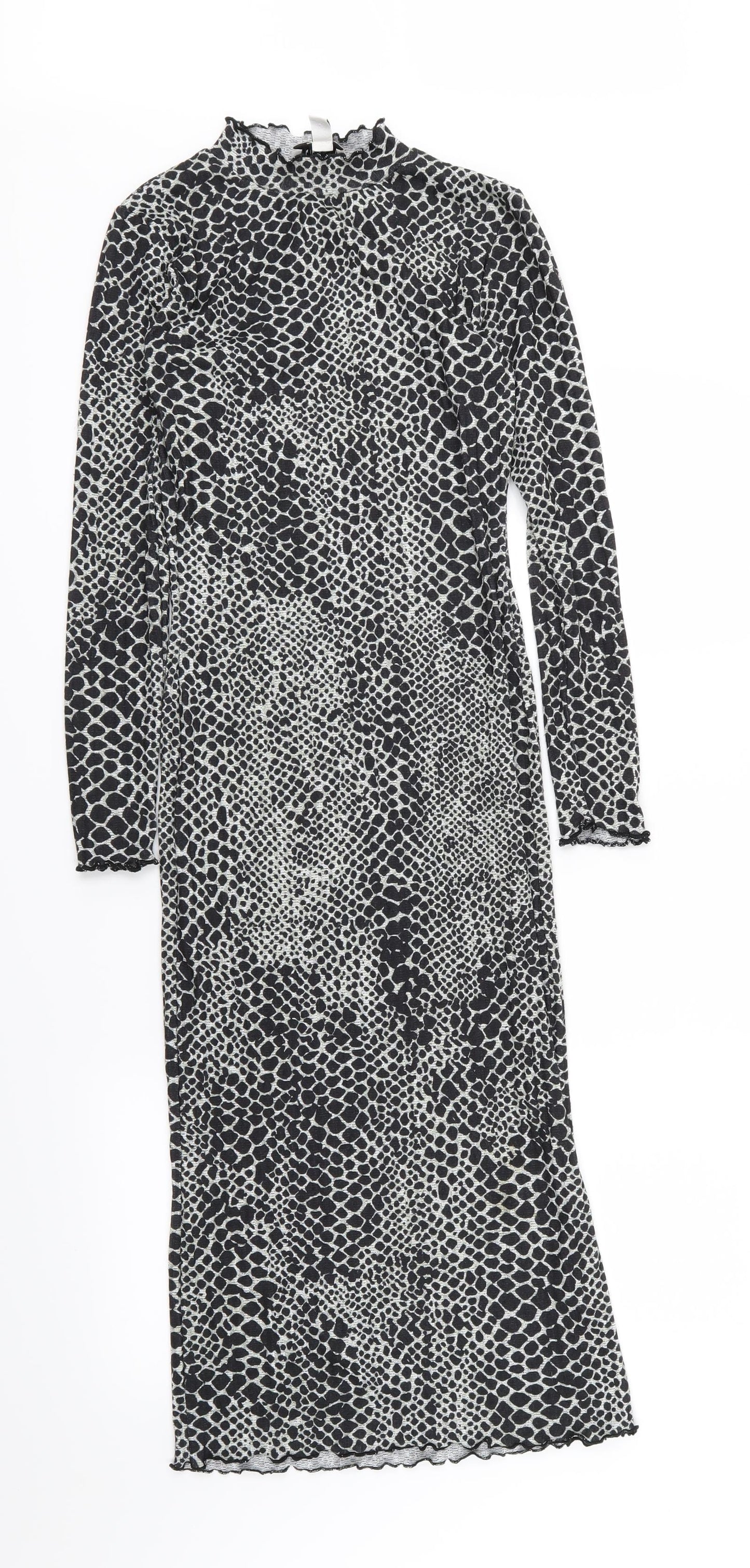 Topshop Womens Grey Animal Print  Bodycon  Size 6