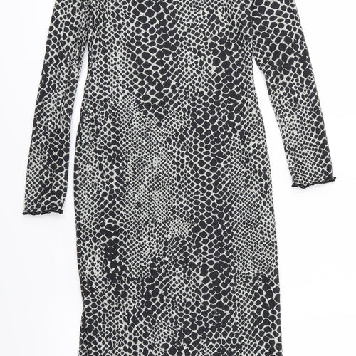 Topshop Womens Grey Animal Print  Bodycon  Size 6