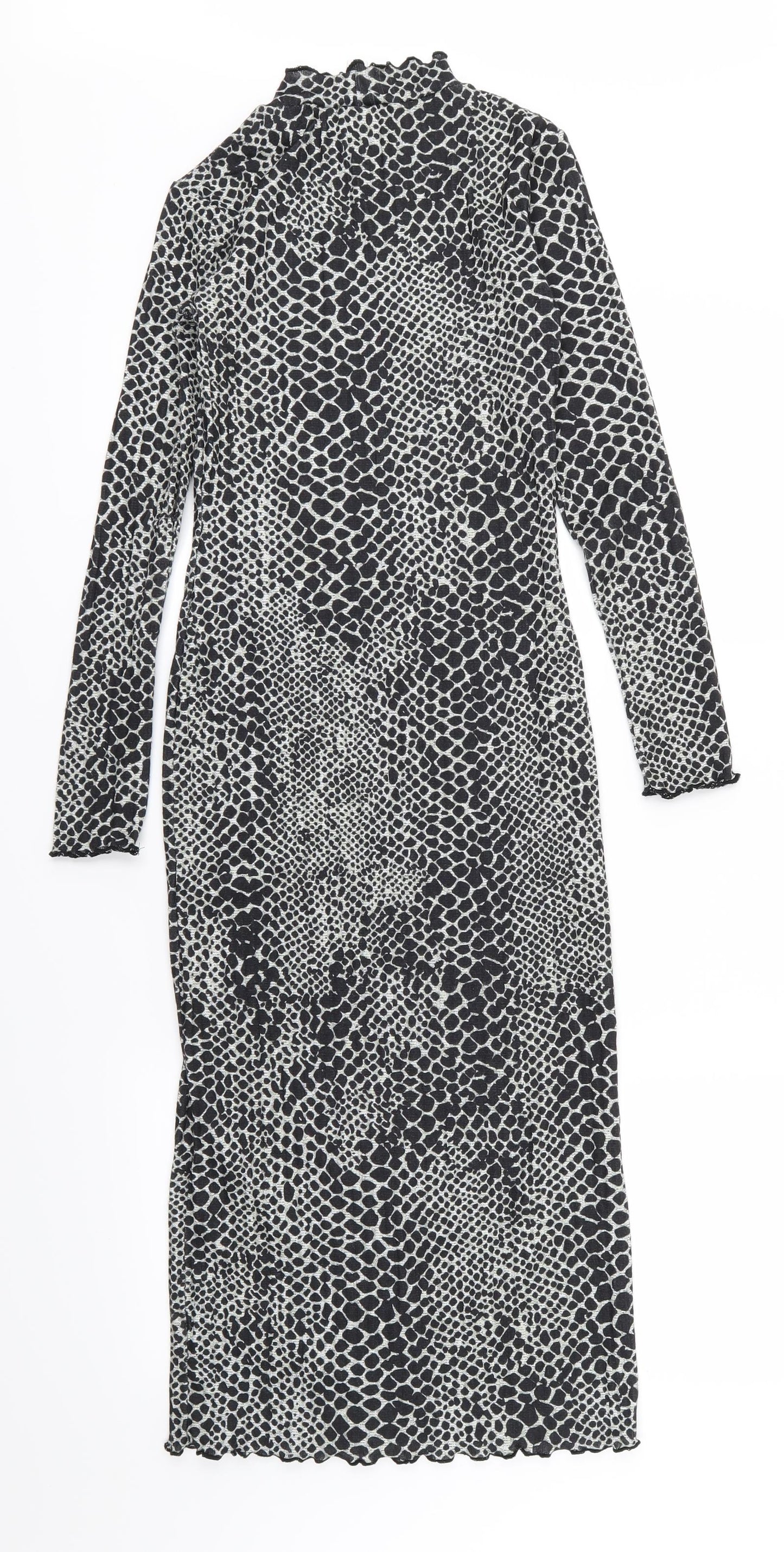 Topshop Womens Grey Animal Print  Bodycon  Size 6