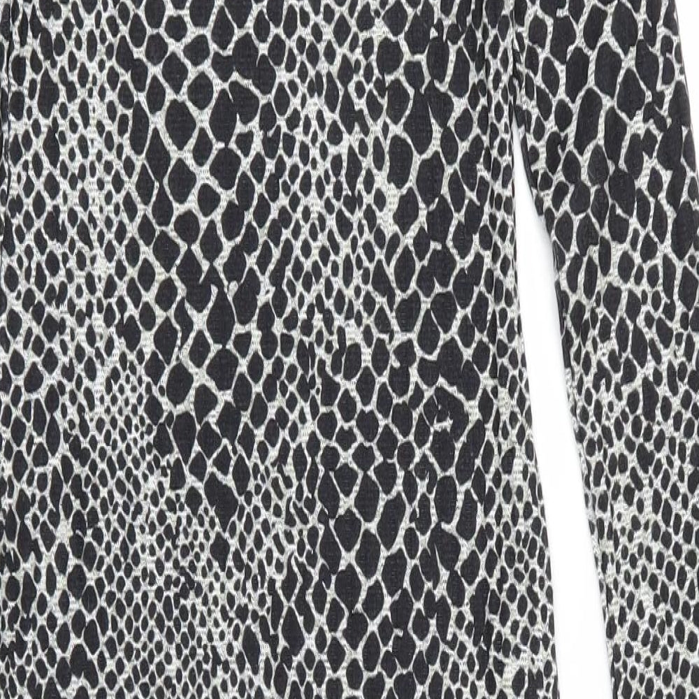 Topshop Womens Grey Animal Print  Bodycon  Size 6