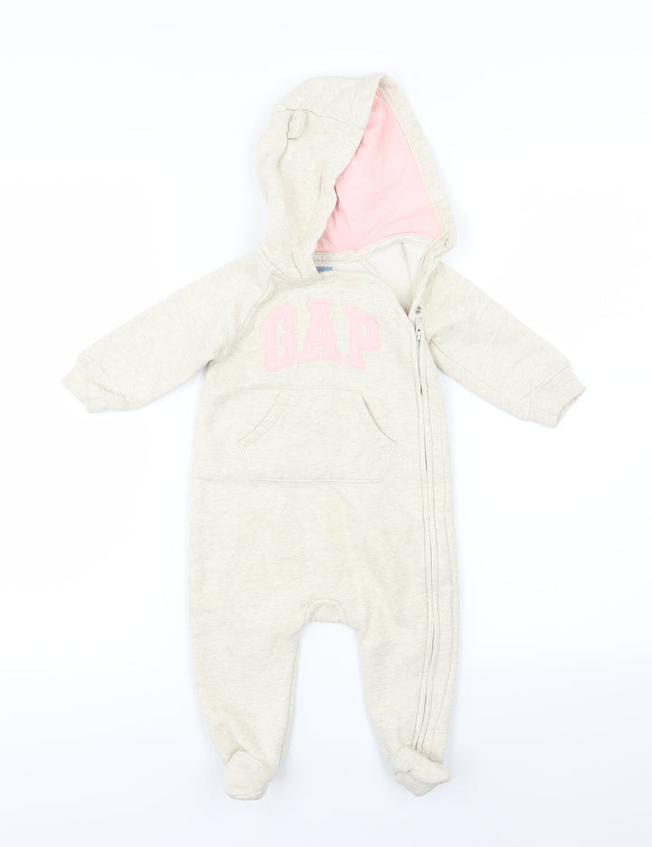 Gap Baby Beige Jersey Jacket Snowsuit Size 9-12 Months