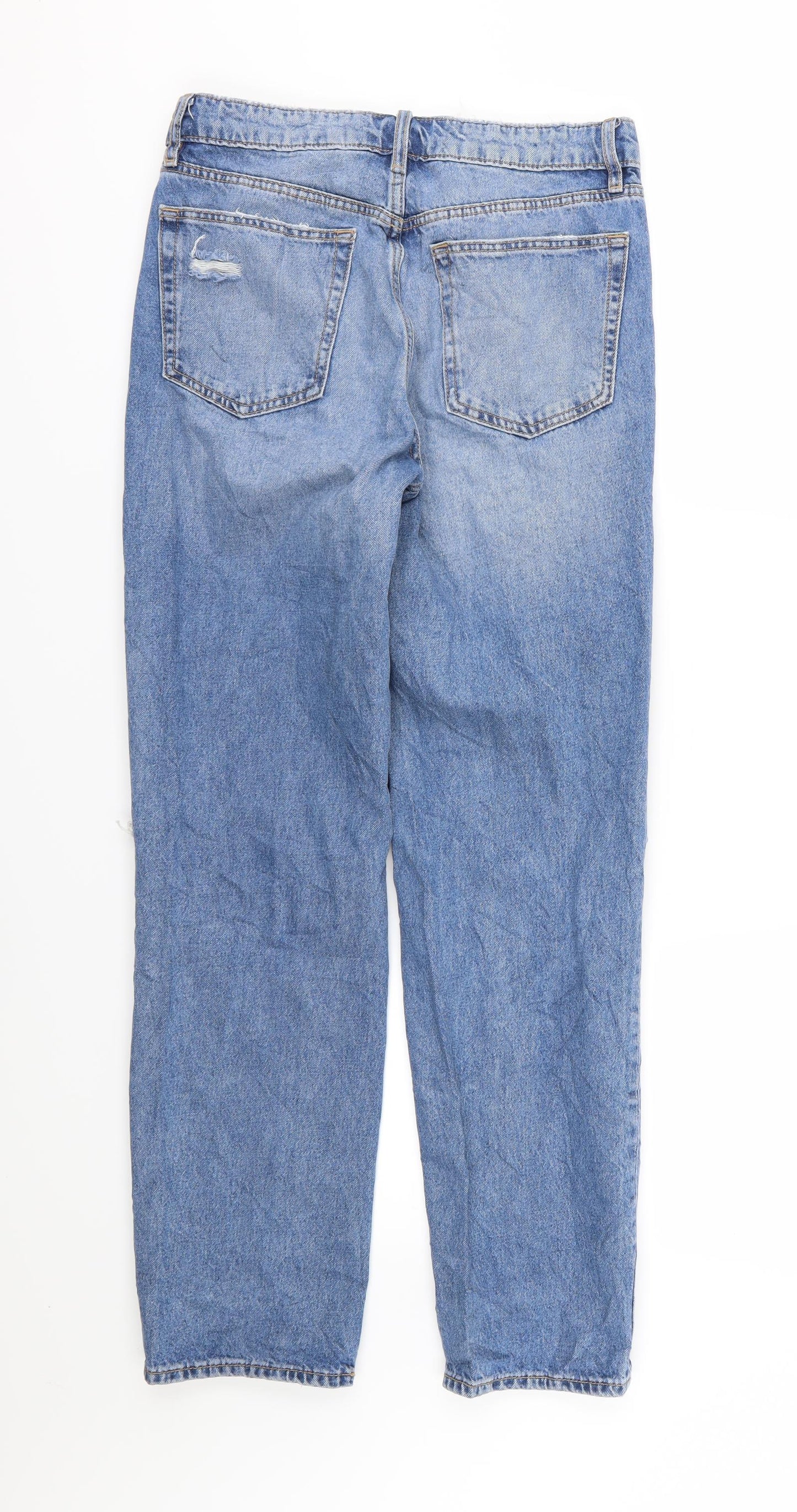 H&M Womens Blue  Denim Straight Jeans Size 8 L30 in